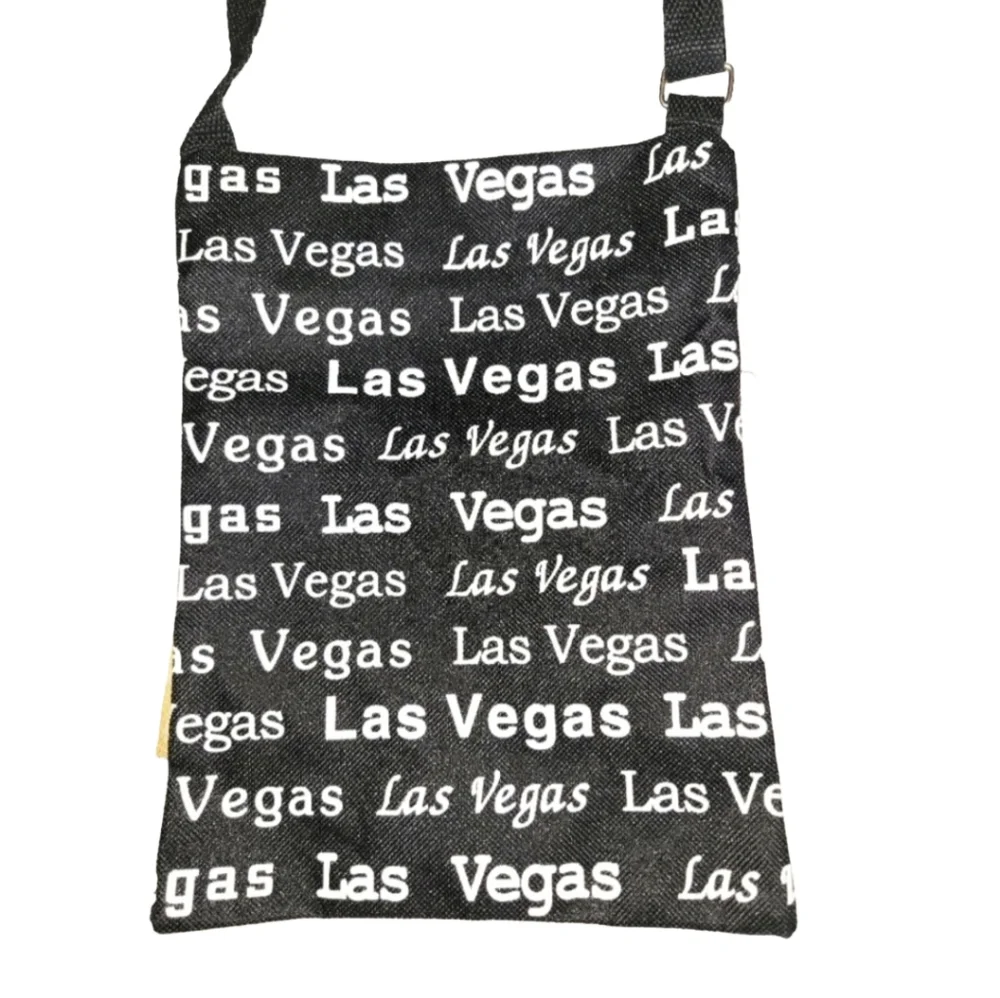 Las Vegas Crossbody Black & White with Pink Glitter 2 Front Zip Pockets NWOT